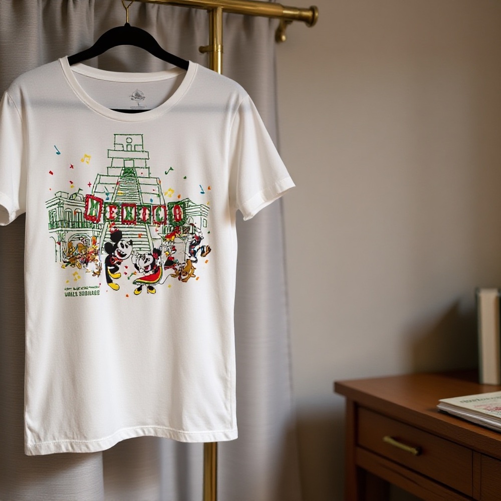 Disney Epcot Mexico Pavilion Mickey Minnie Mouse Graphic T-Shirt Size L